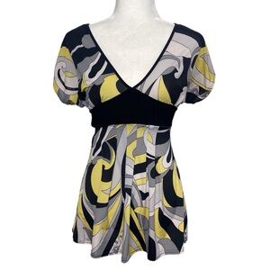 Y2K Trippy Deep V Tie-Back Top